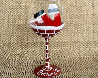 Santa Claus Bottoms Up Wine Glass - Funny Santa Wine Glass - Christmas Humor - Wine Gifts - Santa Claus Wine Tumbler