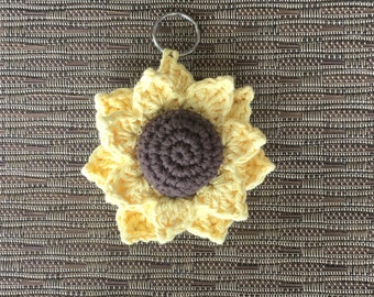 Sunflower Keychain - Plush Sunflower Keychain - Sunflower Lanyard - Summer Keychains - Sunflower Accesories - Sunflower Key Ring