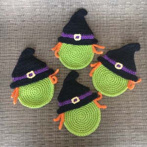 Witch Coasters - Witch Mug Rug - Set of Four - Halloween Coasters - Halloween Decorations - Witch Decorations