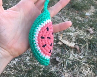 Watermelon Keychain - Watermelon Key Ring - Watermelon Lovers - Fruit Keychains - Stuffed Watermelon - Watermelon Zipper Charm