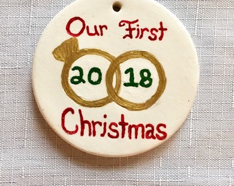 Our First Christmas Ornament - Newlywed Christmas Ornament - Engagement Christmas Ornament - Personalized Wedding Christmas Ornament