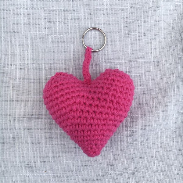 Heart Keychain - Crochet stuffed heart Keychain - Heart Backpack Accessory - Small gift ideas- Valentine's Day Gifts