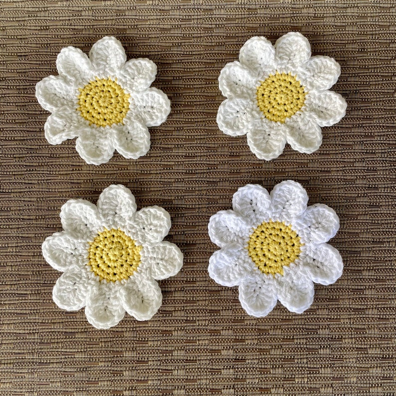 Daisy Coasters Set of Four Flower Coasters Floral Decor Daisy Mug Rug Floral Coasters Flower Coasters Flower Mug Rug image 3