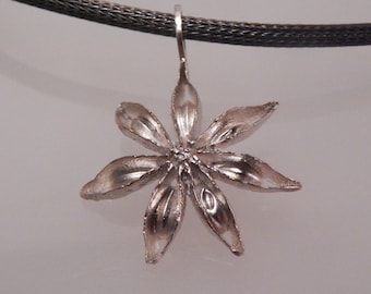 Polished Sterling Silver STAR ANISE pendant on variety of polished/oxidized chains