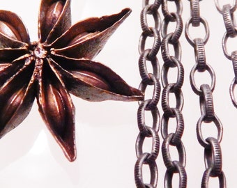 Solid Brass STAR ANISE pendant on variety of oxidized chains