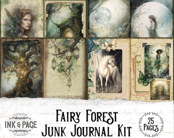 Fairy Forest Junk Journal Printable Kit Magical Fantasy Ephemera Vintage Enchanted Woods Digital Download Bullet Journal Scrapbooking Nature