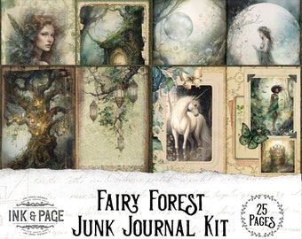 Kit imprimable Fairy Forest Junk Journal Ephémères magiques vintage Bois enchantés Téléchargement numérique Bullet Journal Scrapbooking Nature