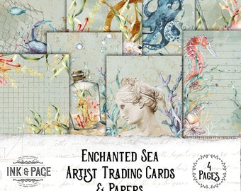 Enchanted Sea Artist Trading Cards: Vintage Ephemera (Digital Download)
