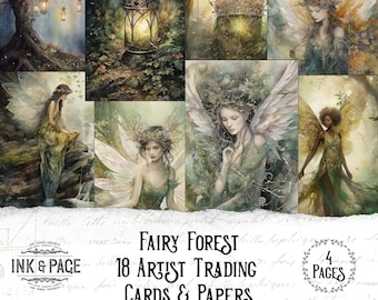 Fairy Forest Artist Trading Cards ATCs imprimables vintage Junk Journal Ephemera vintage Woodland Aesthetic Digital Download Bullet Journal