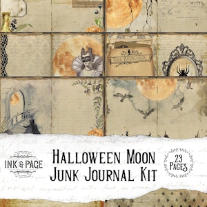 Bellissimo Halloween Moon Printable Junk Journal Kit, Gotico, Vintage Halloween Ephemera, Autumn Scrapbook Paper, Autunno, Zucche
