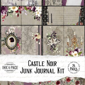Kit stampabile Castle Junk Journal Download digitale gotico Dark Academia Ephemera Pack Grunge Witchy Book of Shadows Carta Scrapbook Fantasma