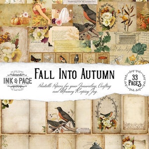 Herbst Herbst Printable Junk Journal Kit, Kürbisse, Herbst Zitate, Vintage Ephemera, Thanksgiving