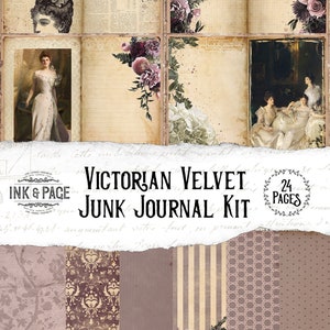 Victorian Junk Journal Stampabile, Vintage Digital Download, Fashion Ephemera, Journaling Pages, Rosa, Lavanda, Viola, Belle Donne