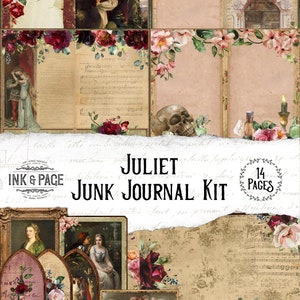 Romeo and Juliet Junk Journal Printable Kit, Dark Academia Ephemera Pack, William Shakespeare Digital Download, Valentine's Day Scrapbooking image 1