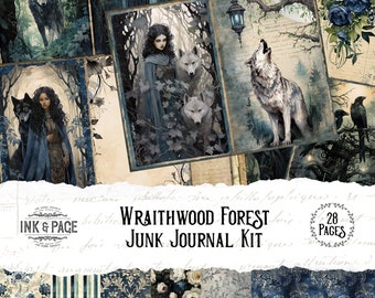 Wraithwood Forest Junk Journal Kit stampabile Bosco gotico Download digitale Foresta oscura stregata Halloween Scrapbook Ephemera Vintage Bujo