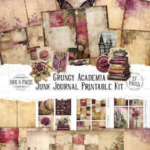 Grungy Dark Academia Junk Journal Printable Gothic Digital Download Collage Background Masterboard Tag Journal Vintage Ephemera Scrapbook