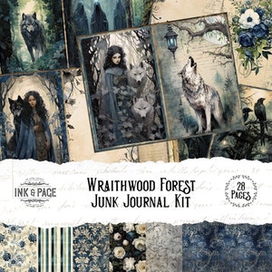 Wraithwood Forest Junk Journal Printable Kit Gothic Woodland Digital Download Dark Forest Haunted Halloween Scrapbook Ephemera Vintage Bujo image 1