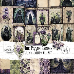 The Poison Garden Junk Journal Printable Kit Gothic Digital Download Hexe Buch der Schatten Rabe Scrapbook Papier Dark Academia Grimoire Bujo