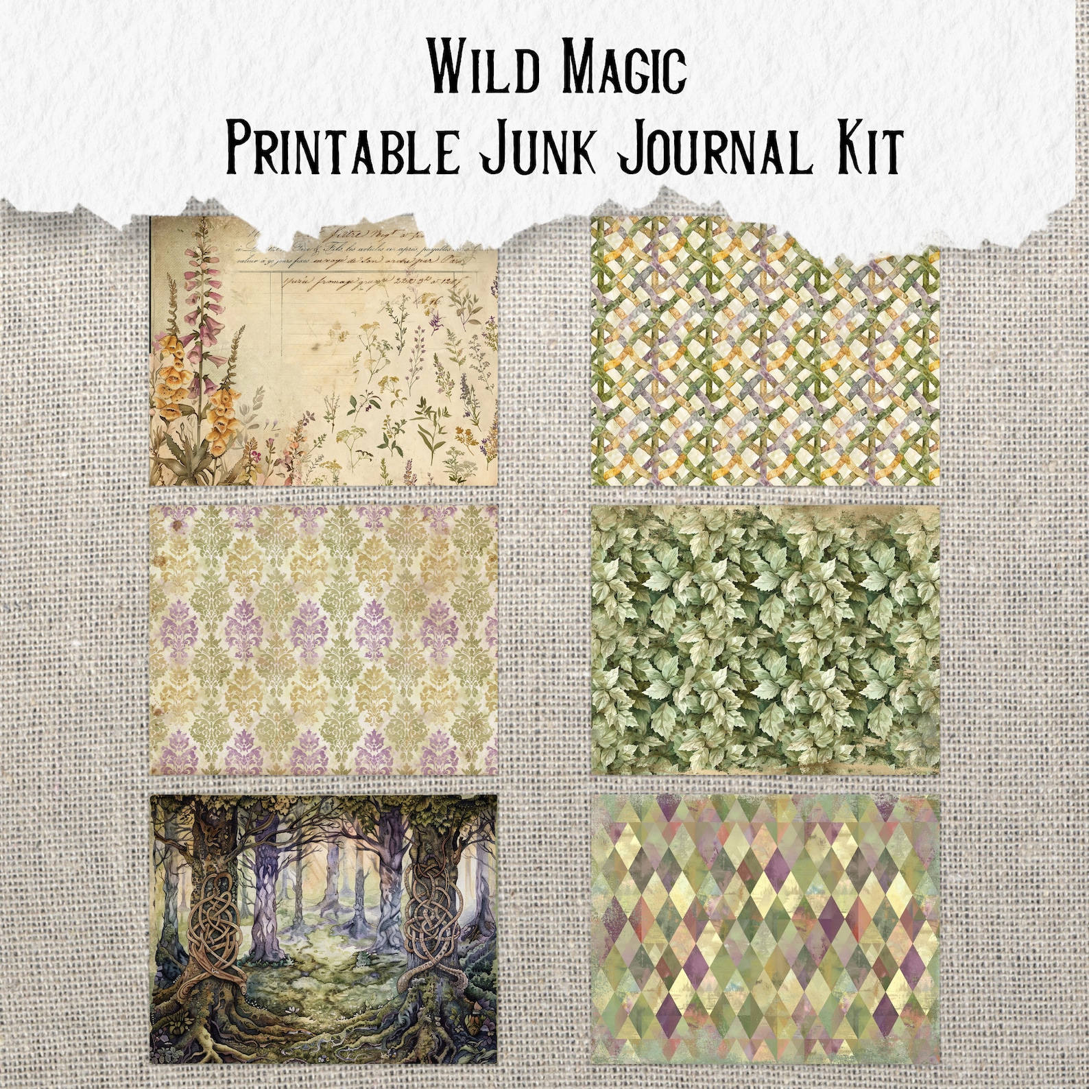 Wild Magic Junk Journal Printable Kit Celtic Digital Download Herbal ...