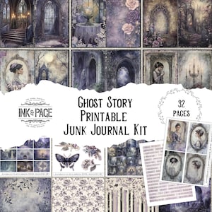 Ghost Story Junk Journal Printable Kit Haunted House Digital Download Halloween Ephemera Dark Gothic Victorian Mysterious Scrapbook Paper