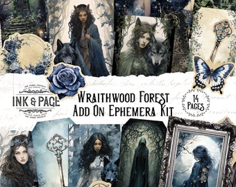 Wraithwood Forest Gothic Printable Ephemera Add On Junk Journal Tags Haunted Woods Scrapbook Victorian Ghost Grungy Digital Bullet Journal