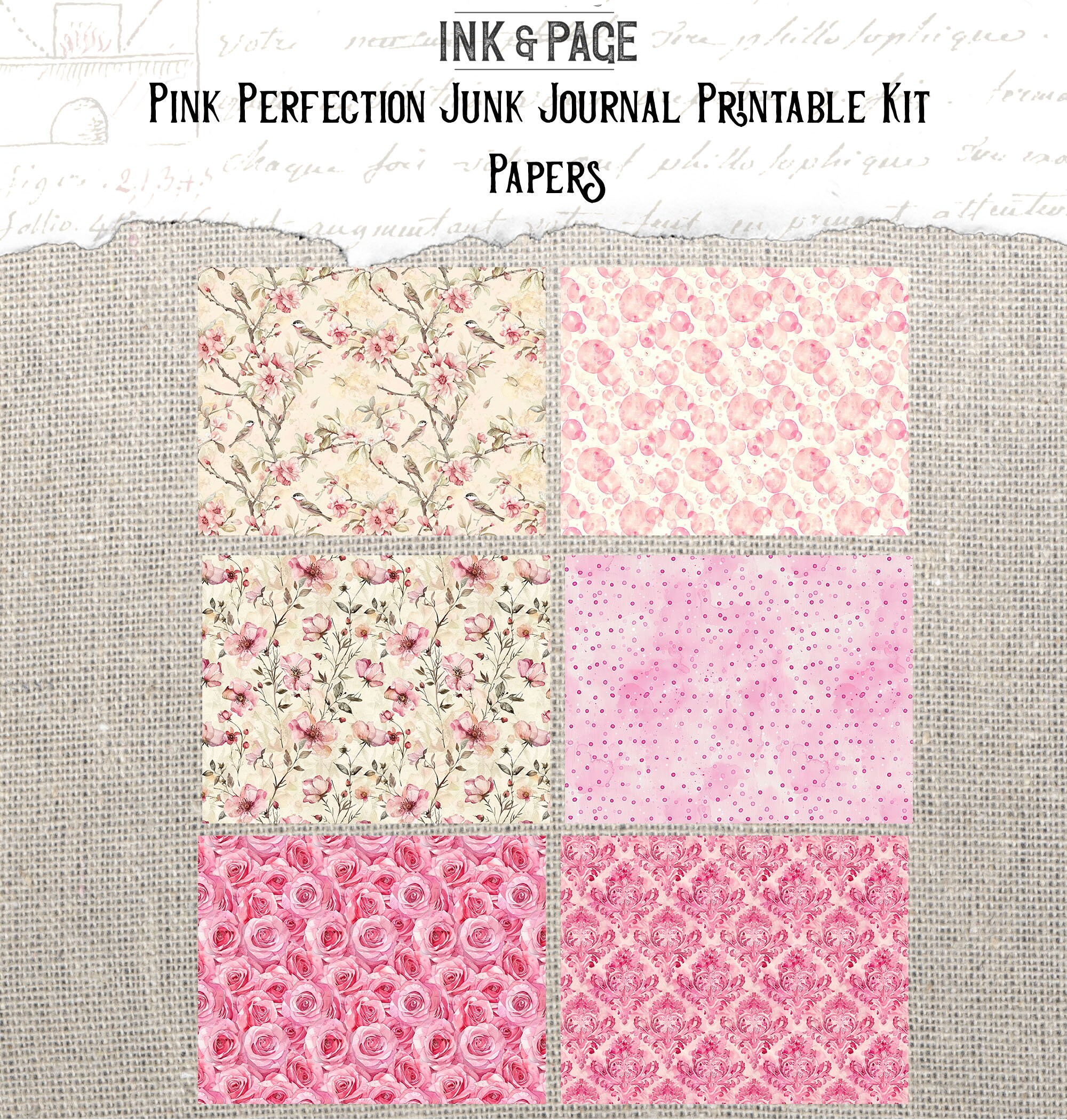 Pink Perfection Junk Journal Printable Kit Shabby Ephemera Digital ...