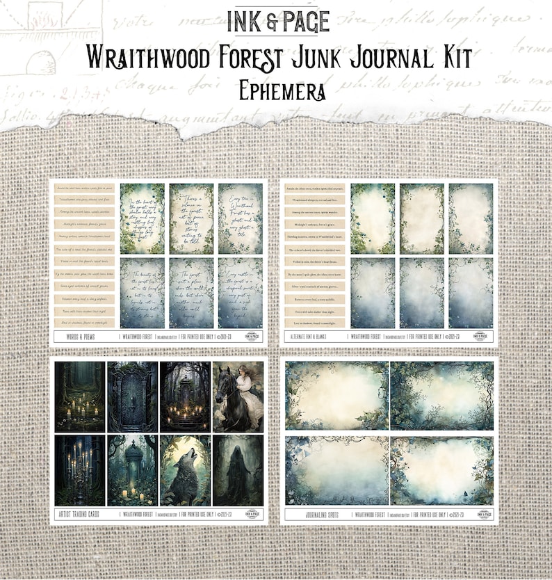 Wraithwood Forest Junk Journal Printable Kit Gothic Woodland Digital Download Dark Forest Haunted Halloween Scrapbook Ephemera Vintage Bujo image 6