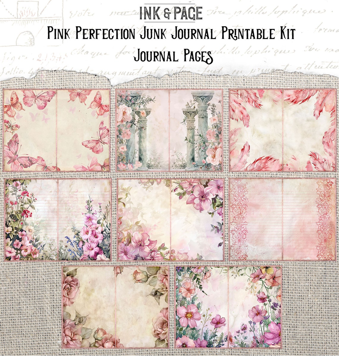 Pink Perfection Junk Journal Printable Kit Shabby Ephemera Digital ...