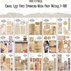 100 Pages of Junk Journal Printable Free Ephemera Mega Pack Vintage ...
