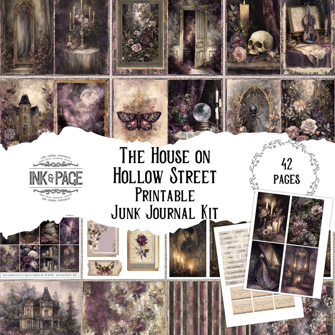 House on Hollow Street Junk Journal Printable Kit | Gothic Dark ...
