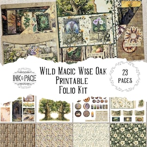 Wild Magic Wise Oak Printable Folio Celtic Junk Journal Grimoire Paper Craft Spell Book Green Witch Earth Magic Ancient Wisdom Medieval