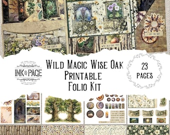 Wild Magic Wise Oak Printable Folio Celtic Junk Journal Grimoire Paper Craft Spell Book Green Witch Earth Magic Ancient Wisdom Medieval