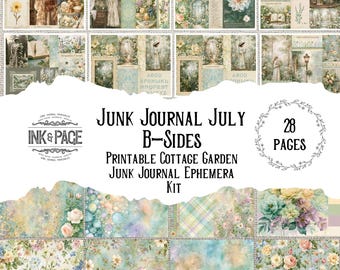 Junk Journal July: B-Sides – Cottage Garden Bonus Printable Papers and Ephemera | Cottagecore Florals, Background Papers & Fussy Cuts