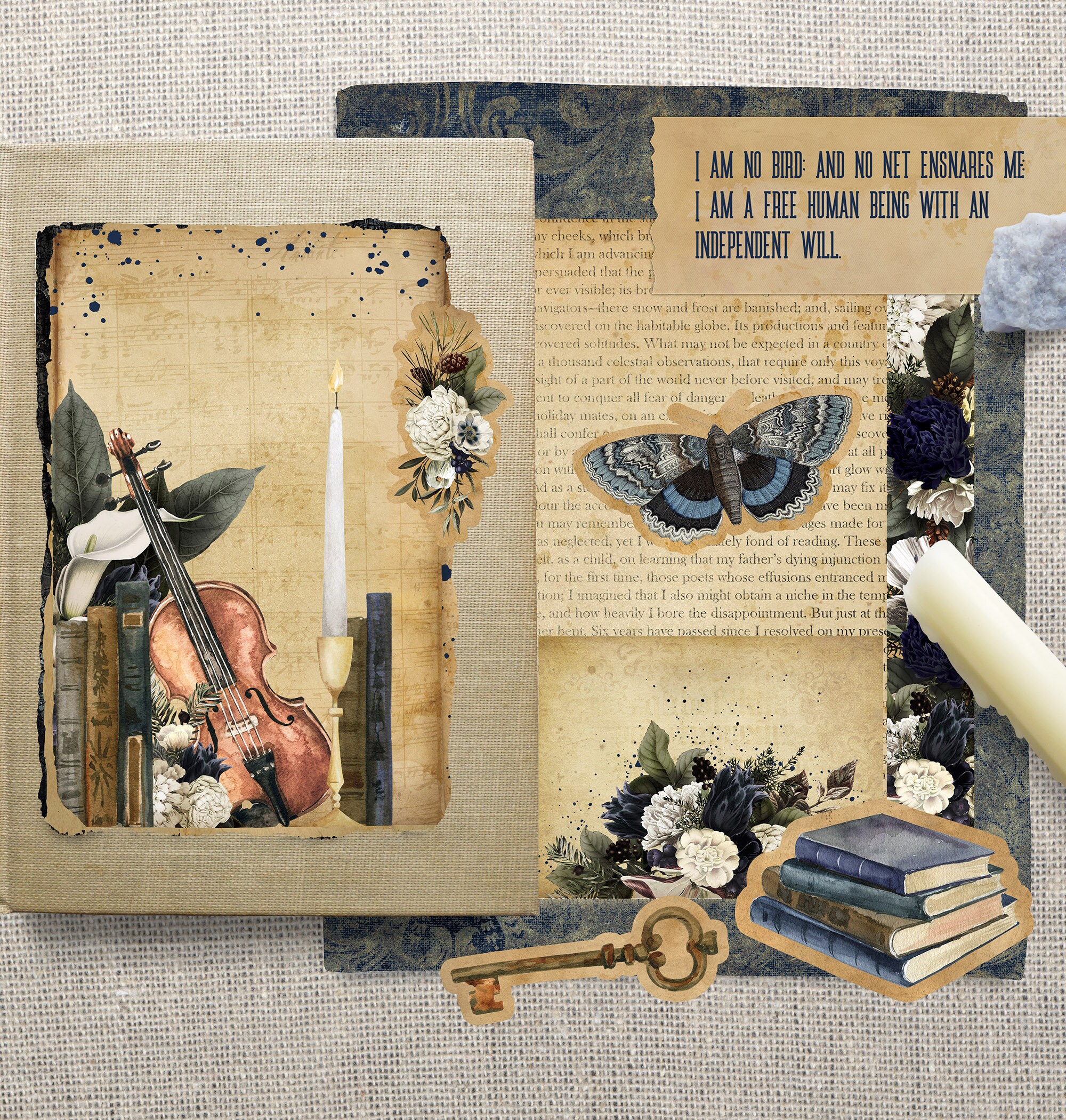 Midnight Gothic Printable Junk Journal Kit, Vintage Ephemera, Dark ...