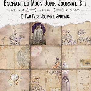 Enchanted Moon Junk Journal Kit imprimable, Celestial Journal, Purple Junk Journal image 3