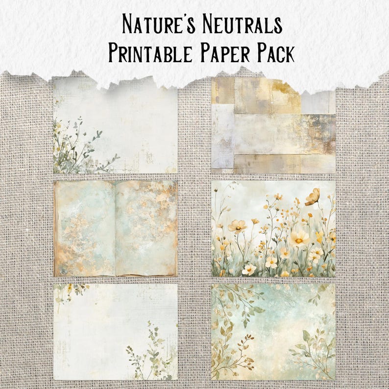 Nature Neutral Nature's Neutrals Printable Paper Pack Grungy Gothic Digital Download ...