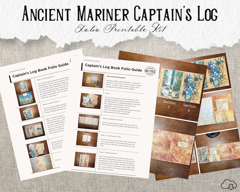 Captain's Log Printable Folio Ancient Mariner Ephemera Junk Journal ...