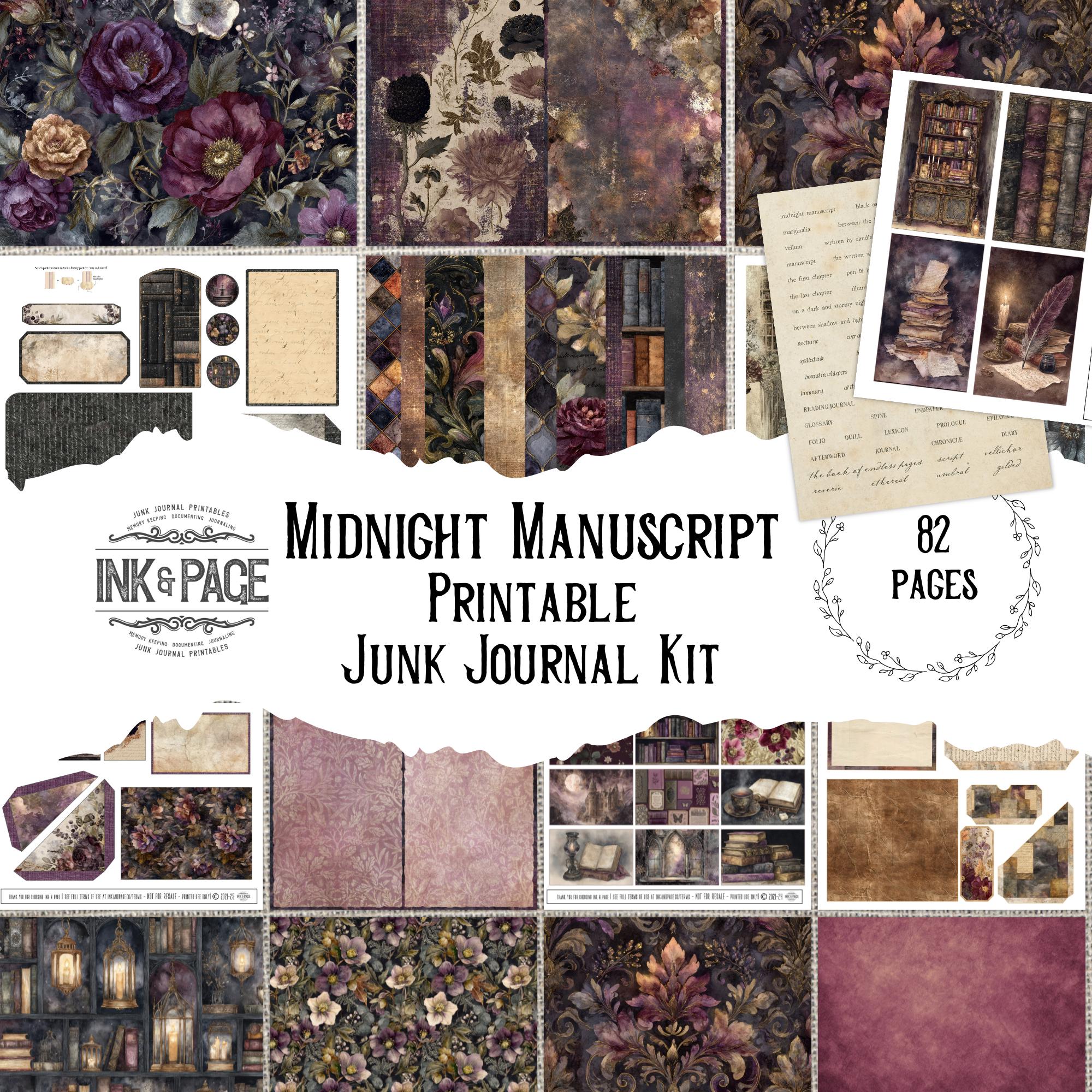 Midnight Manuscript Junk Journal Printable Kit | Winter Academia ...