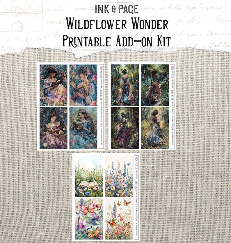 Wildflower Wonder Printable Ephemera Junk Journal Botanical Paper Pack Flower Pockets Nature Digital Envelopes Garden Lined Pages Apothecary image 6