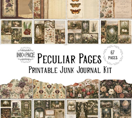 Peculiar Pages Printable Junk Journal Kit — Autumn Vintage Journal Pages, Cut Apart & Collage
