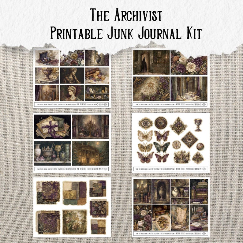 The Archivist Junk Journal Kit, Dark Academia Printable Ephemera ...