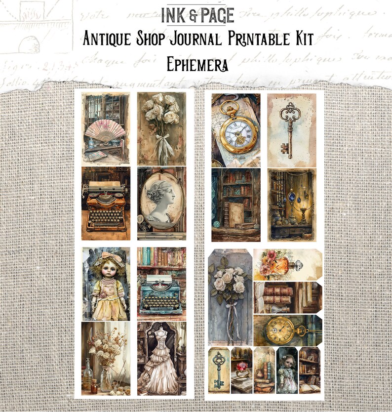 Antique Shop Junk Journal Printable Kit Shabby Chic Digital Download ...