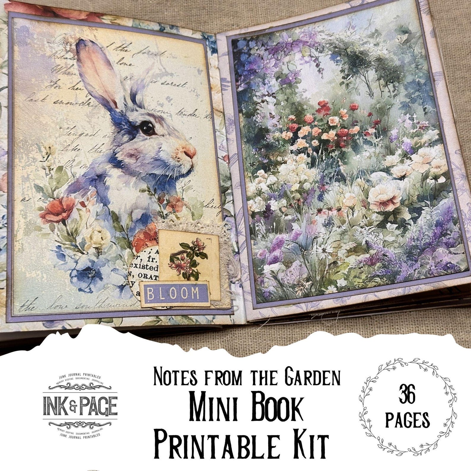 Spring Mini Book Templates Notes From the Garden Spring Mini Book Printable Junk Journal 4x5 ...