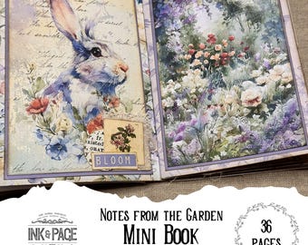 Notes from the Garden Spring Mini Book Printable Junk Journal 4x5 Inches Digital Download Bright and Cheerful Mothers Day Gift Photo Album