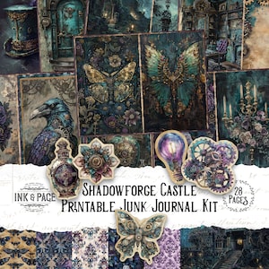 Shadowforge Castle Junk Journal Printable Steampunk Digital Paper Industrial Grunge Scrapbook Pages Gothic Ephemera Victorian Dark Academia