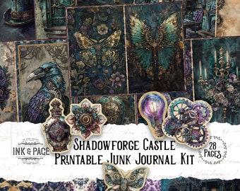 Shadowforge Castle Junk Journal Printable Steampunk Digital Paper Industrial Grunge Scrapbook Pages Gothic Ephemera Victorian Dark Academia