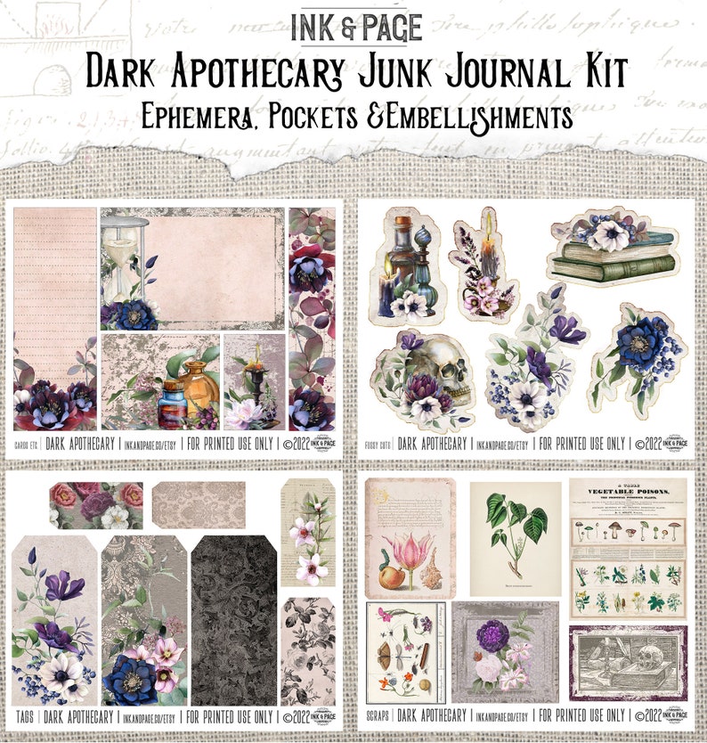 Dark Apothecary Junk Journal Printable Kit, Vintage Digital Download ...