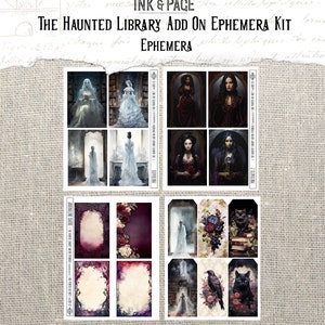 Haunted Library Ephemera Printable Junk Journal Embellishments Vintage ...