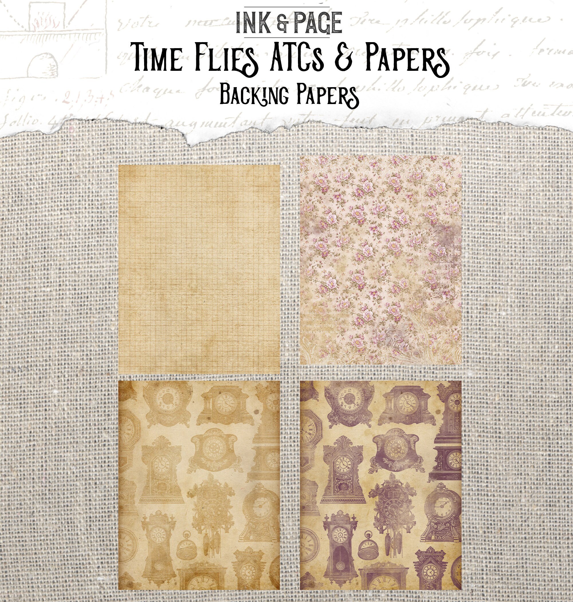 Printable Pink Floral Atcs Time Flies Junk Journal Ephemera - Etsy