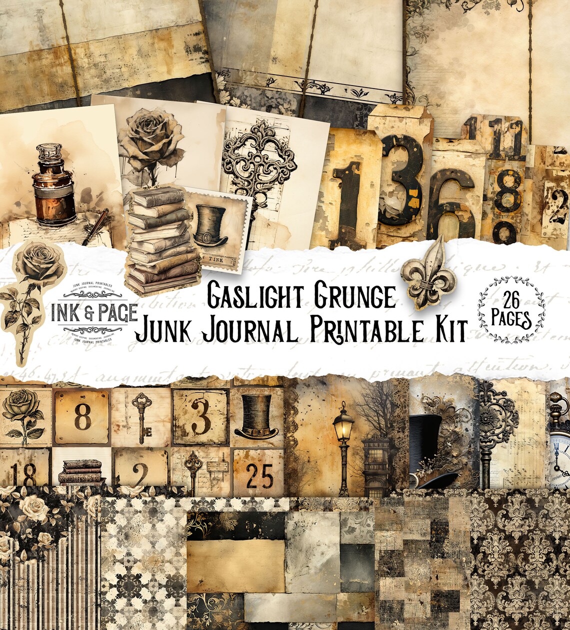 Gaslight Grunge Junk Journal Printable Kit Victorian Digital Download ...